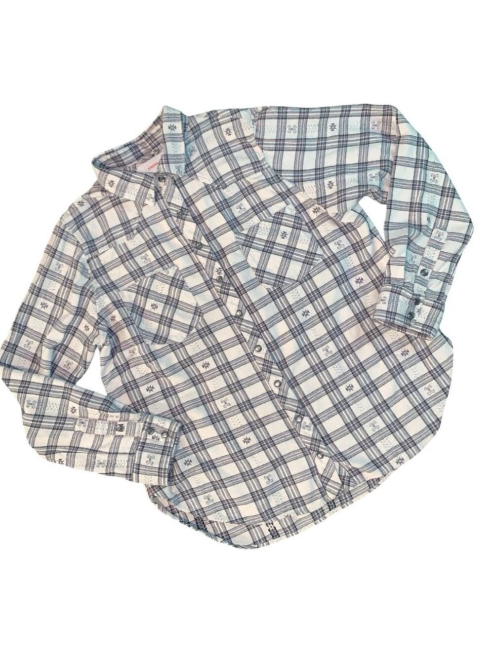 Xirena Women Plaid Flannel Snap Button Shirt Top Size M Gray Long Sleeve Casual
